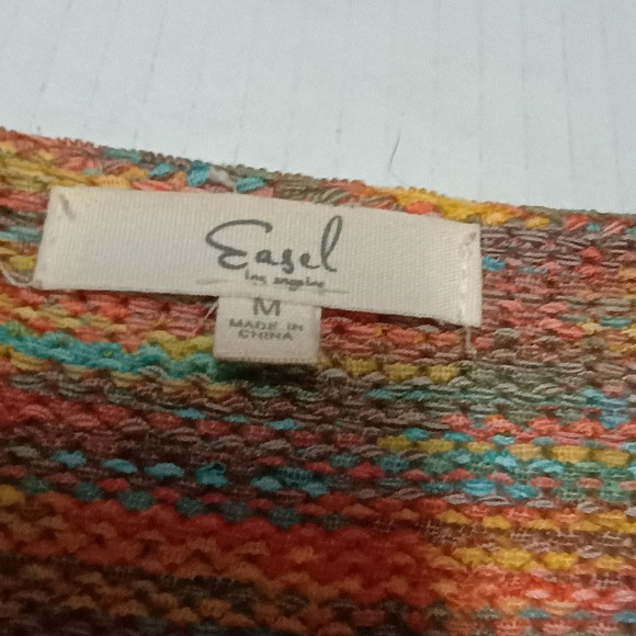 Easel los angeles Rainbow Multicolor Knit Sweater V Neck Boxy Oversized Medium - Picture 3 of 7